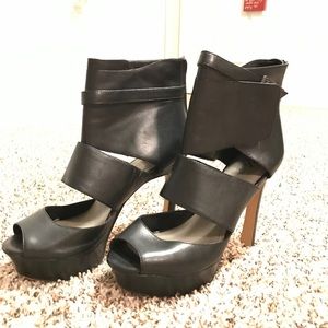 Vince Camuto peep toe platform booties